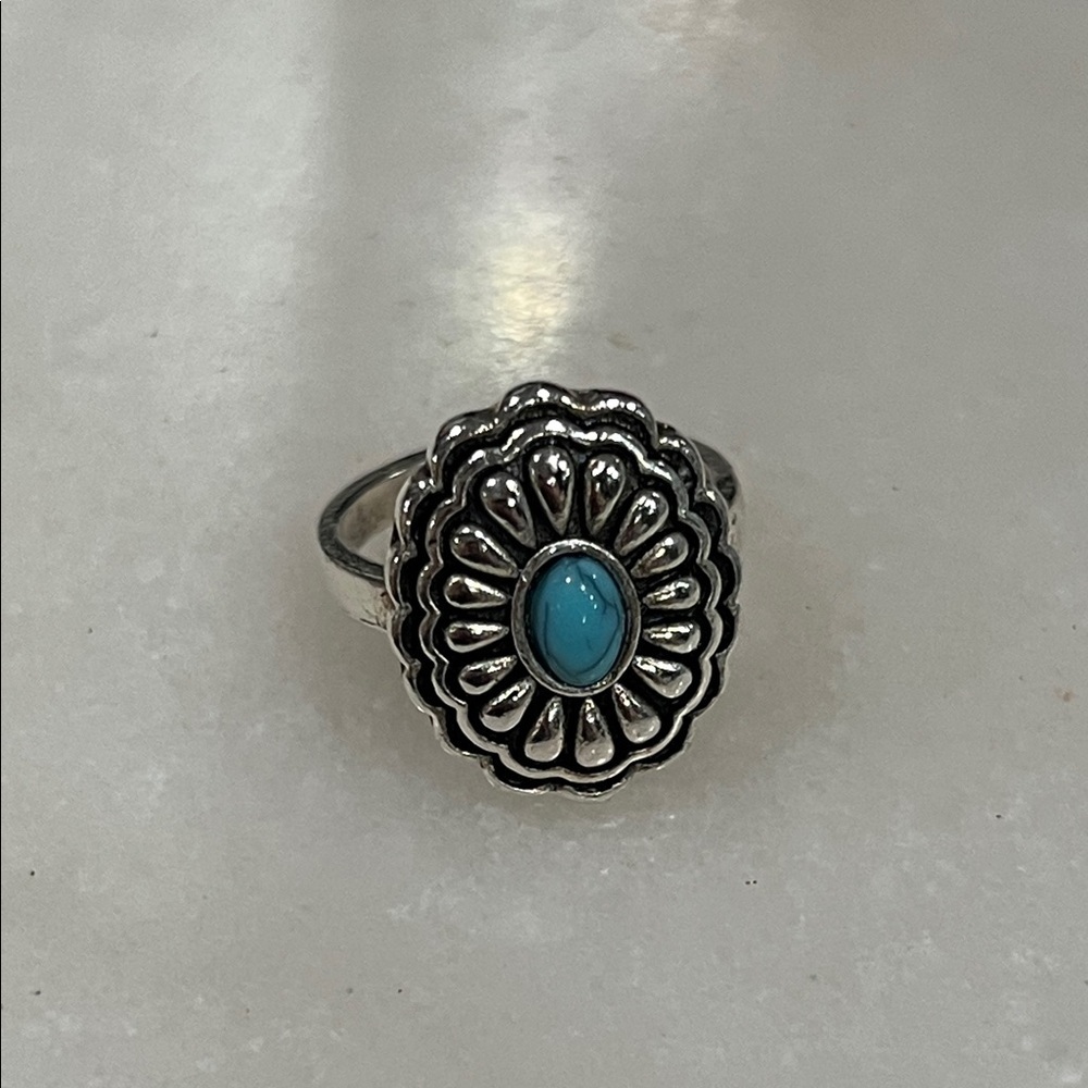 Artisan Silver Ring with Turquoise Accent
